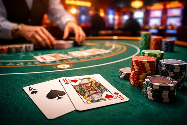 Crupier repartiendo cartas